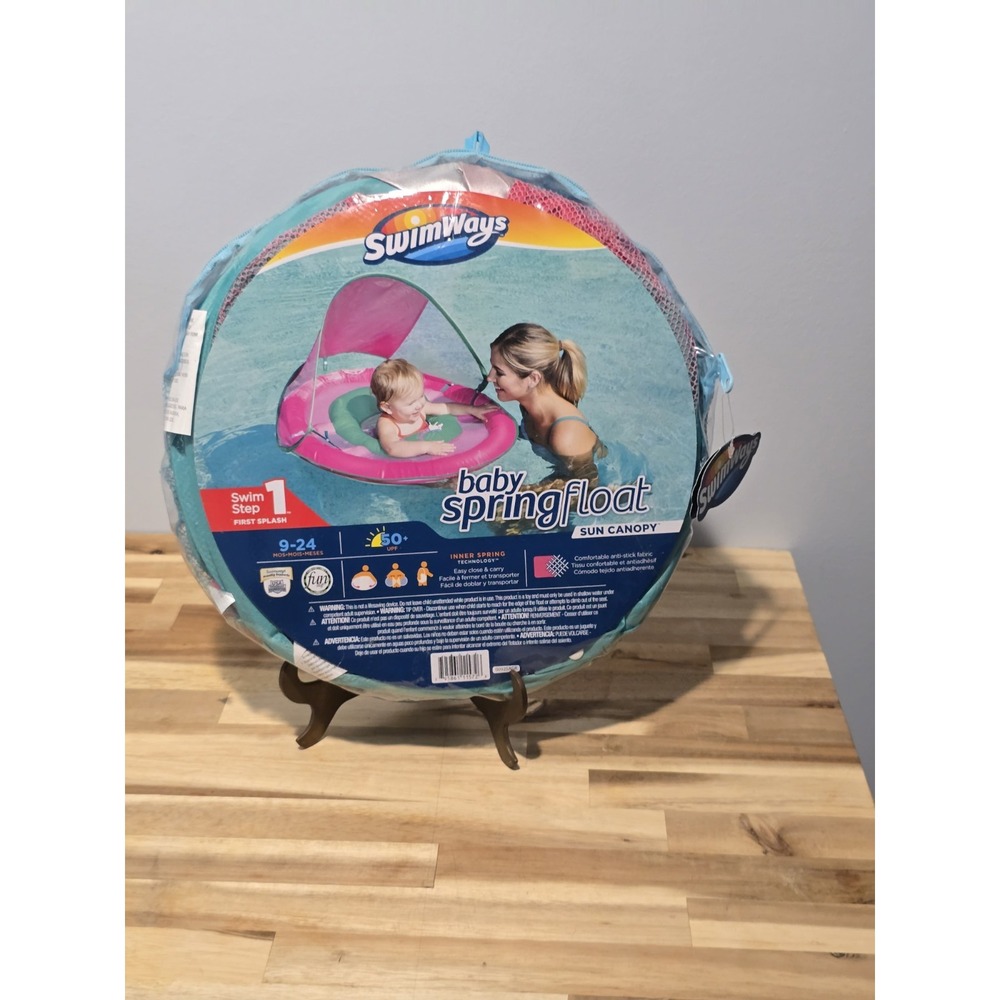 SwimWays Swim Step 1 Baby Spring Float Sun Canopy Pink 9-24 months